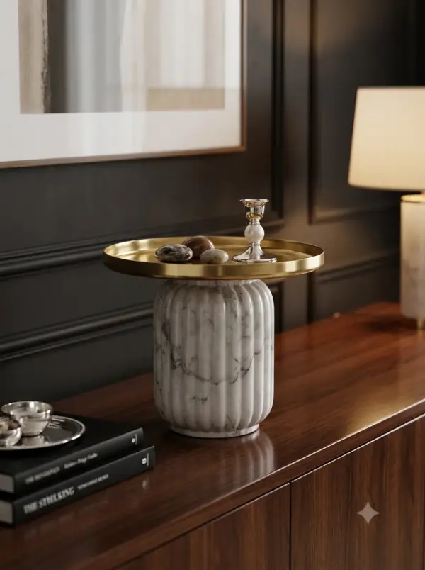 Luxury Buffalo Horn & Bone Mosaic Candle Stand