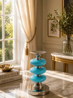 Luxury Buffalo Horn & Bone Mosaic Candle Stand