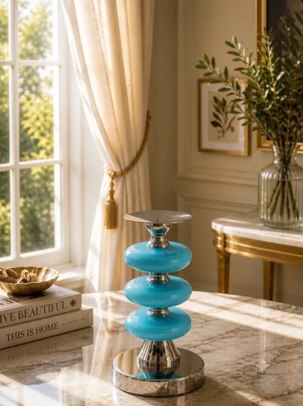 Luxury Buffalo Horn & Bone Mosaic Candle Stand