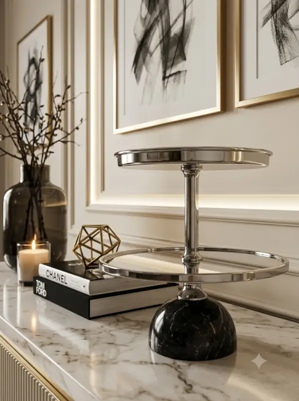 Luxury Buffalo Horn & Bone Mosaic Candle Stand