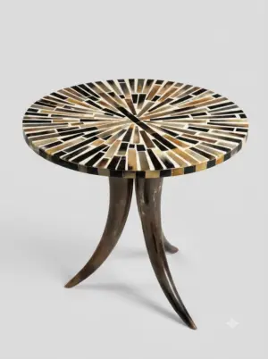 Luxury Horn Inlay Table, Horn Inlay Side Table