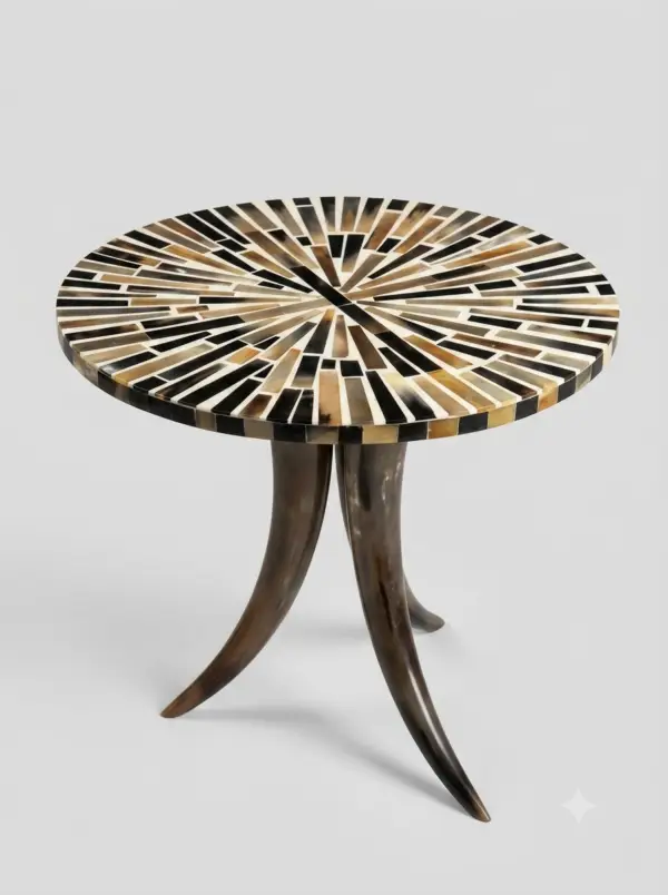 Luxury Horn Inlay Table, Horn Inlay Side Table